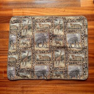 Tapestry Pillow Sham Kimlor Mills African Safari Elephant Giraffe Leopard 26x33